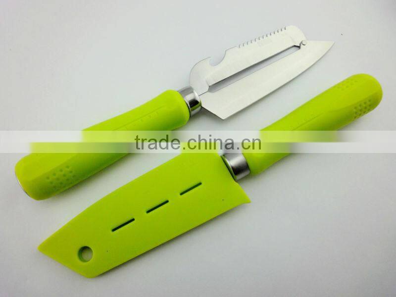 Classic sharp head plastic handle 4 in 1 swiveling potato peeler with shell