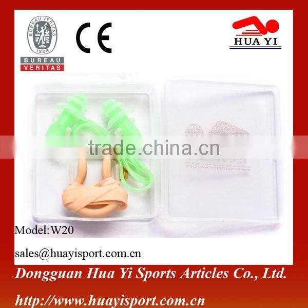 High Quality Swimming Protect Silicone Earplugs and Nose Clip Set With Packing Case