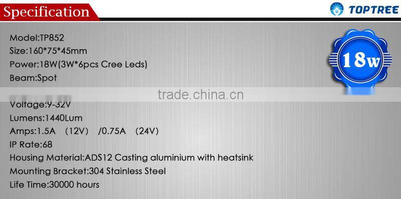 18w 6" led work light bar offroad flood light bar bumper light