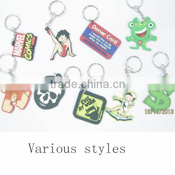 Custom promotion keyring 3D pvc keychain, soft PVC custom keychain
