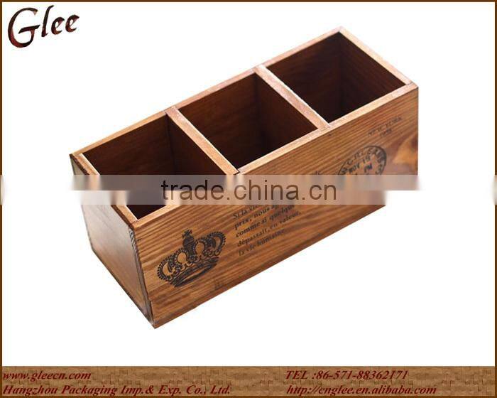 Antique wooden pen holder & storage box