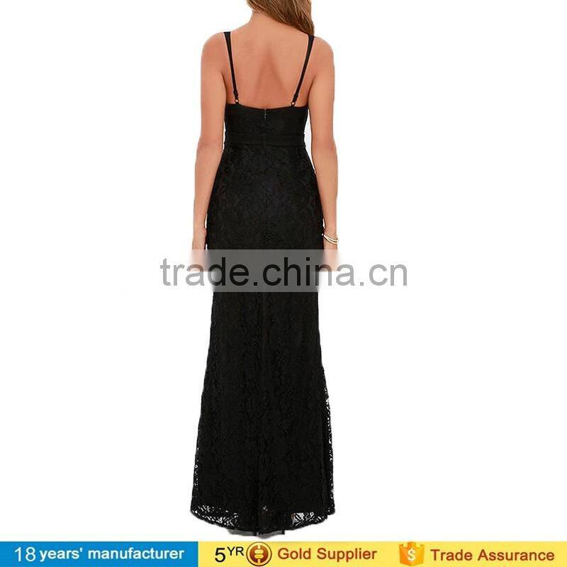 2016 ladies lace long evening party wear fashion maxi dresses with picture