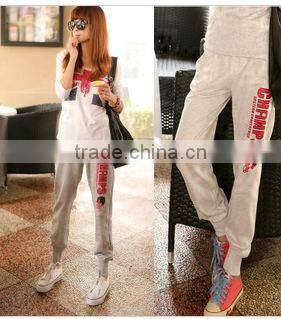 fashional style knitted printing sports&casual fleece long pants for women