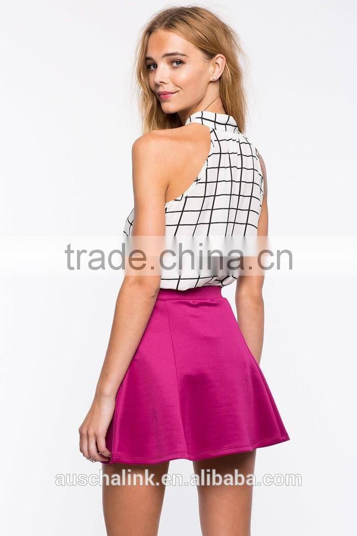 2016 new design young lady cheap flared skirts