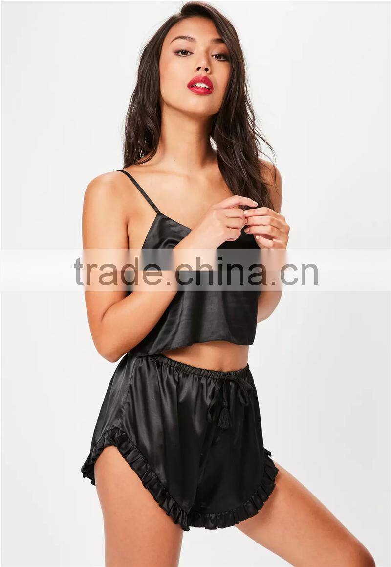 MGOO Fashion Foshan Factory Satin Cami shorts pajamas Sets Wholesale Night Satin Robes For Women Sleepwear