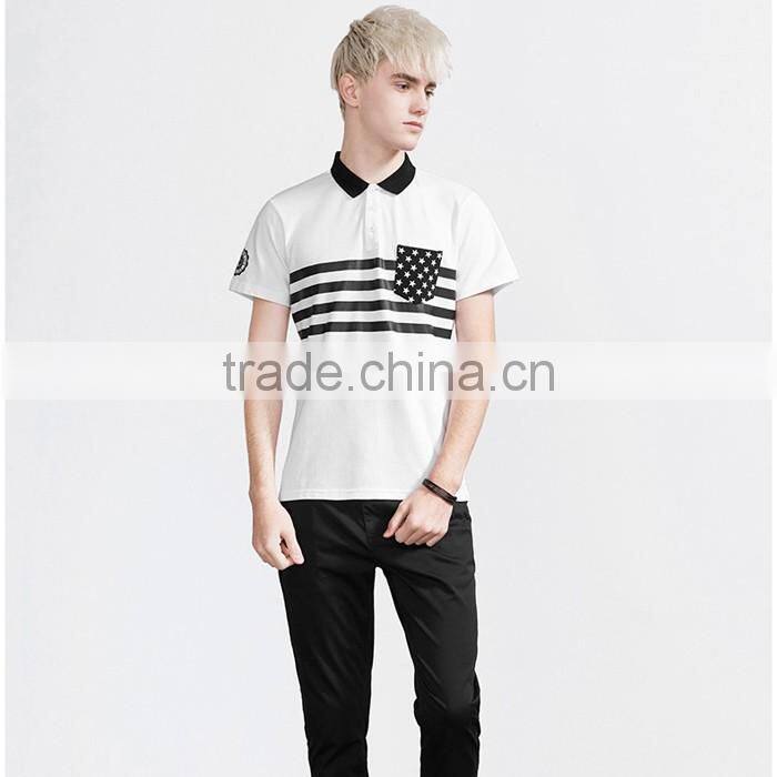 Soft and comfort chest stripe men polo t-shirt