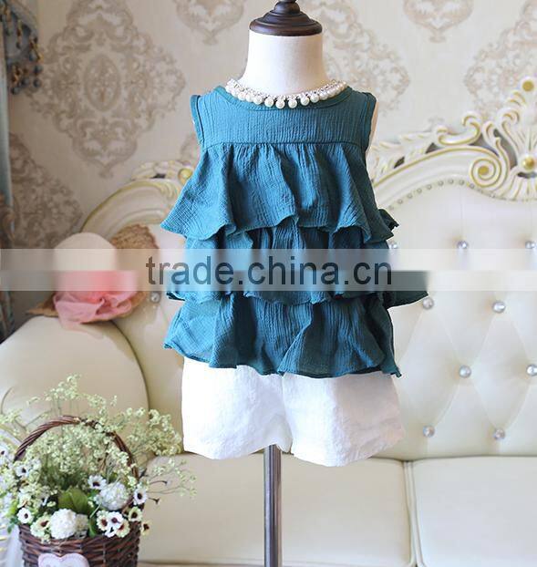 Stylish 2 Pieces Girl Outfit Cherry Pattern Sleeveless Singlet And Shorts Clothes