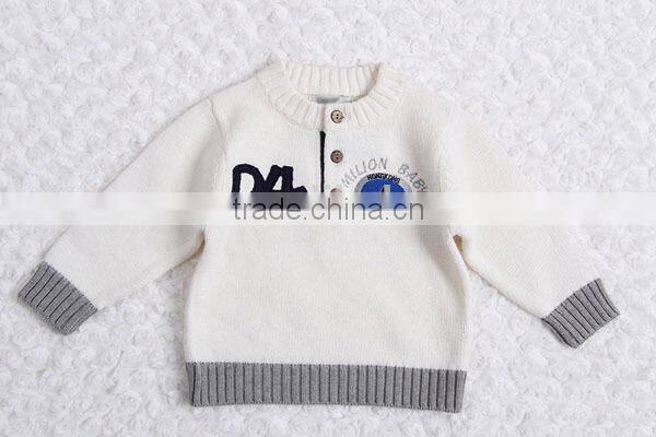 Round neck with buttons boys pullover sweater factory price