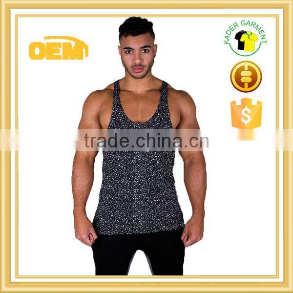 Fashion dotted gym vest, full sublimation stringer singlet, racer back gym singlet for men