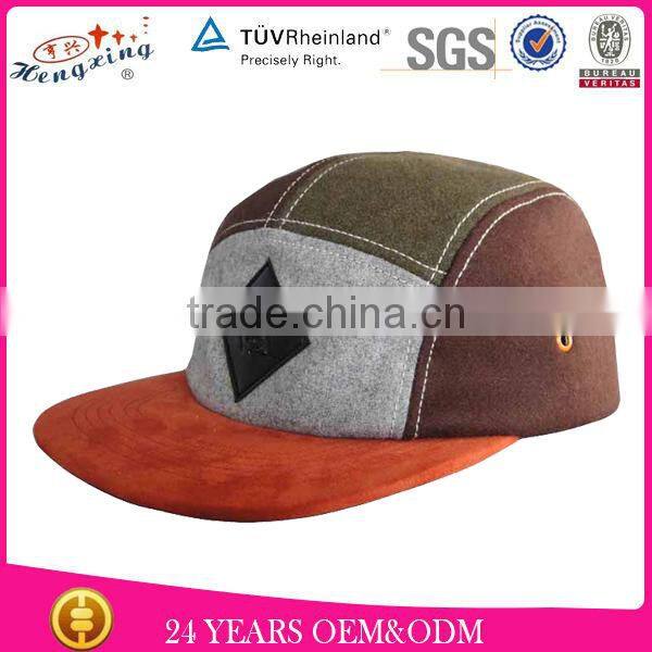 100 Cotton Woven Label Custom Leather Strap Flat Brim Tie-dye 5 Panel Hat