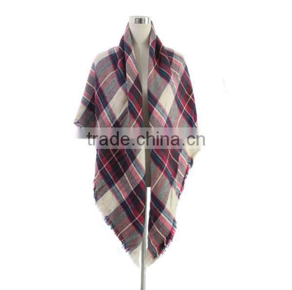 Classic plaid pattern high quality 30 choice 140*140 acrylic new European style square blanket scarf
