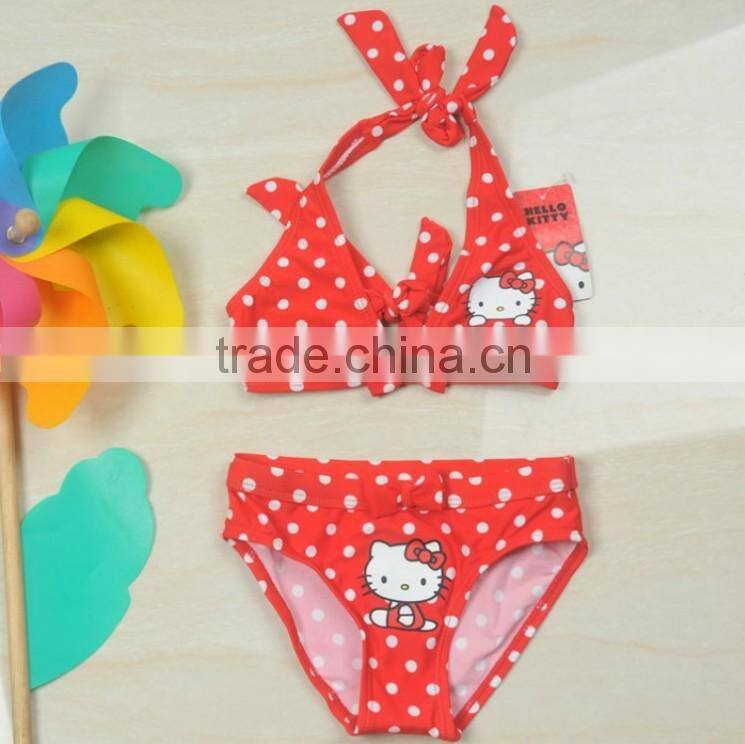 Hot summer baby girls comfortable one piece swimsuit children polka dot cartoon swimwear kids bikini lower price wholesale