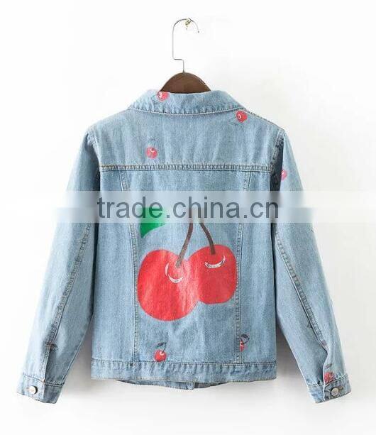 Runwaylover EY1048C Printing Custom Women Oversized Quilted denim jacket With Patch