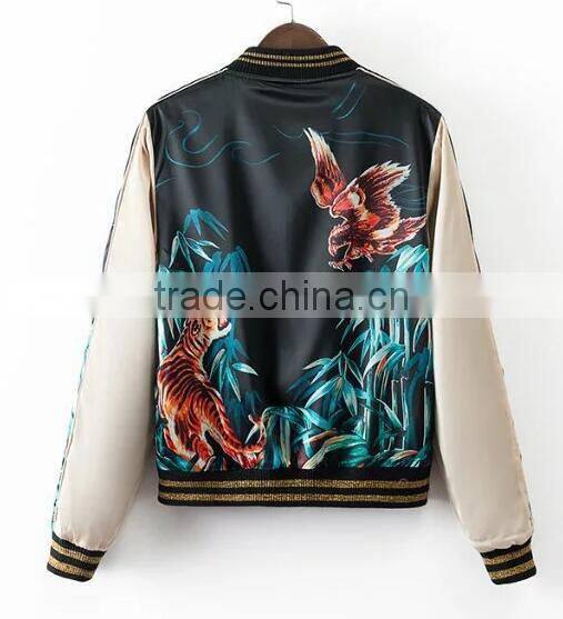 Runwaylover EY0981C fashion custom digital print baseball autumn winter woman jacket floral