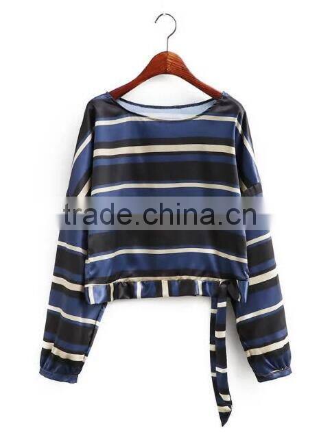 Runwaylover EY2351B 2017 Ladies Fashion Long Sleeve Stripe Blouse