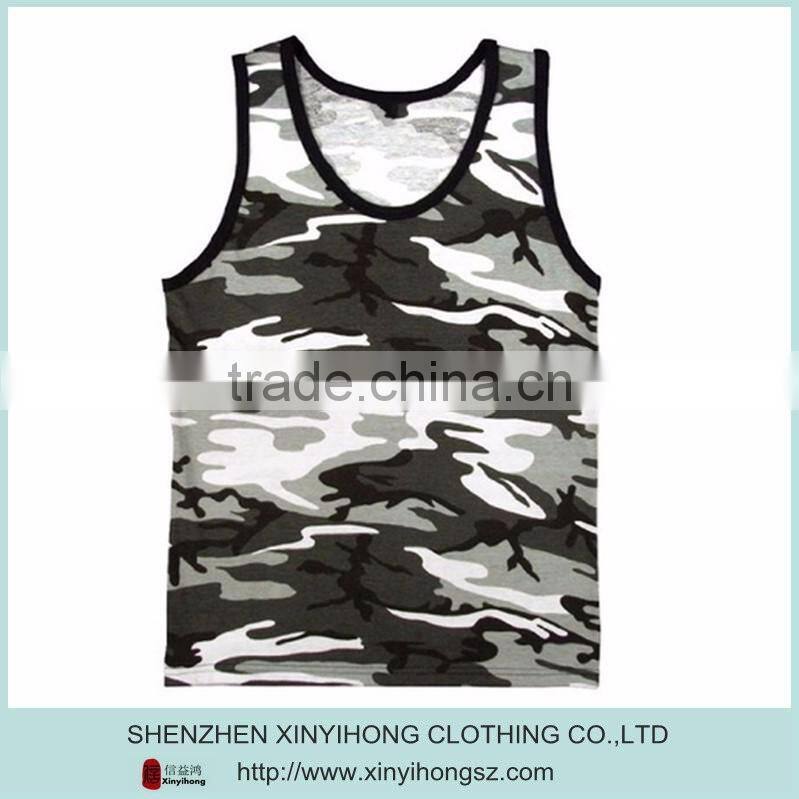 wholesale anti-pilling mens camo gym singlets /tank tops with sublimation printing