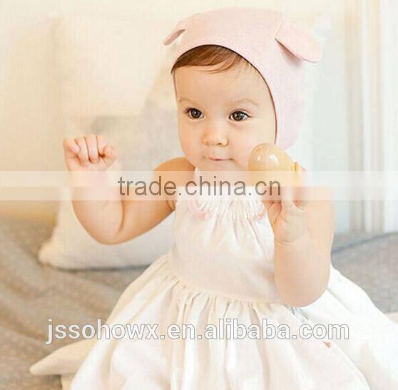 3 colors in, cute rabbit design, baby cotton hat, plain cotton baby hats