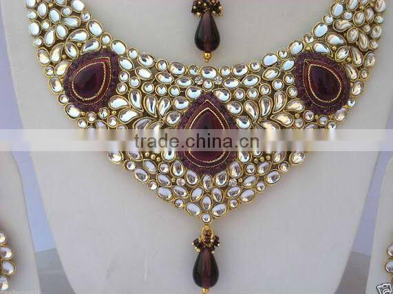 Indian Style Fashion Kundan Necklace Set Jewelry