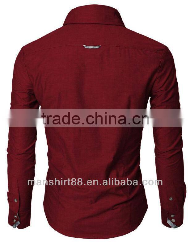 men's stylish model contrast collar slim fit casual camisas