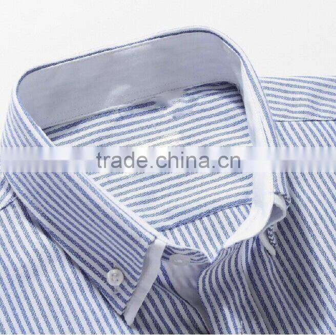 2017 double collar contrast color striped men Oxford shirts