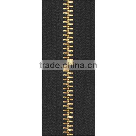 hot-sell gold long chain with Y teeth gold metal zipper without slider