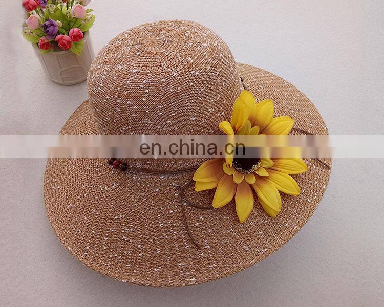 Large Eaves Seaside Holiday Beach Straw Hat Flower Sun Hat