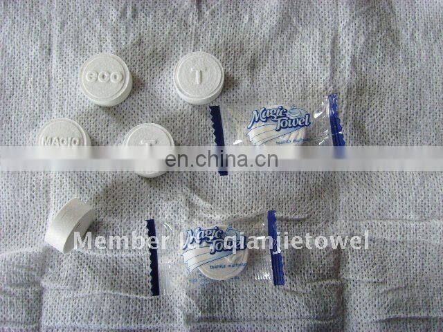 candy flow pack restaurant & hotel used disposable compressed nonwoven coin wipes magic grow towels
