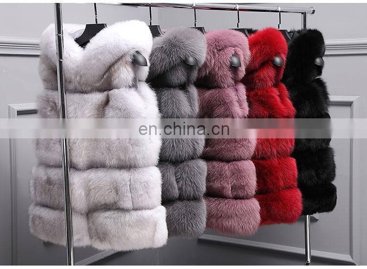 Top Quality Comfortable Wholesale Vest Real Fox Fur Hood Vest / Cheap Fur Vest