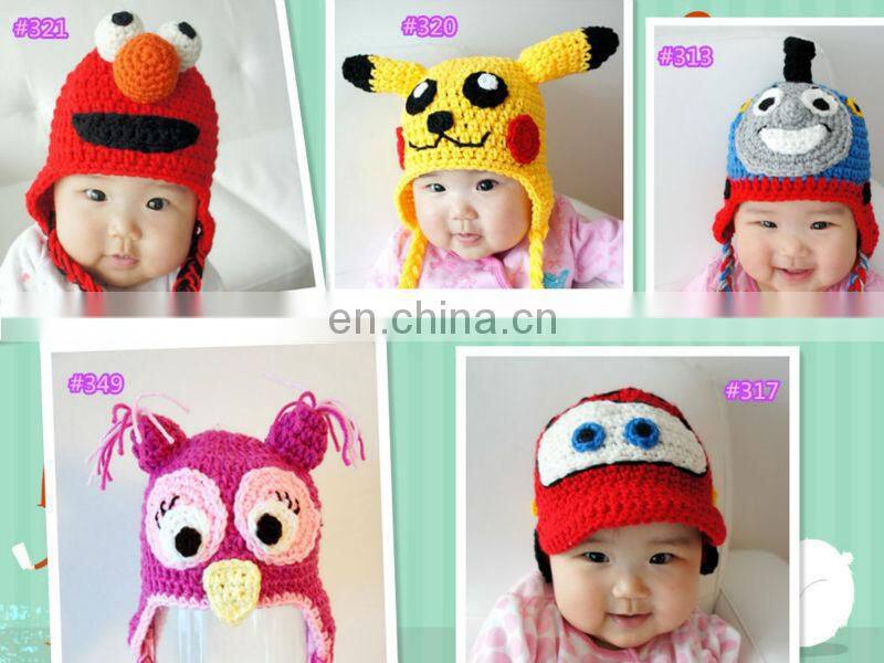 Crochet Kids Boys Giggle and Hoot OWL Ear Flap Hat Newborn Baby Beanie