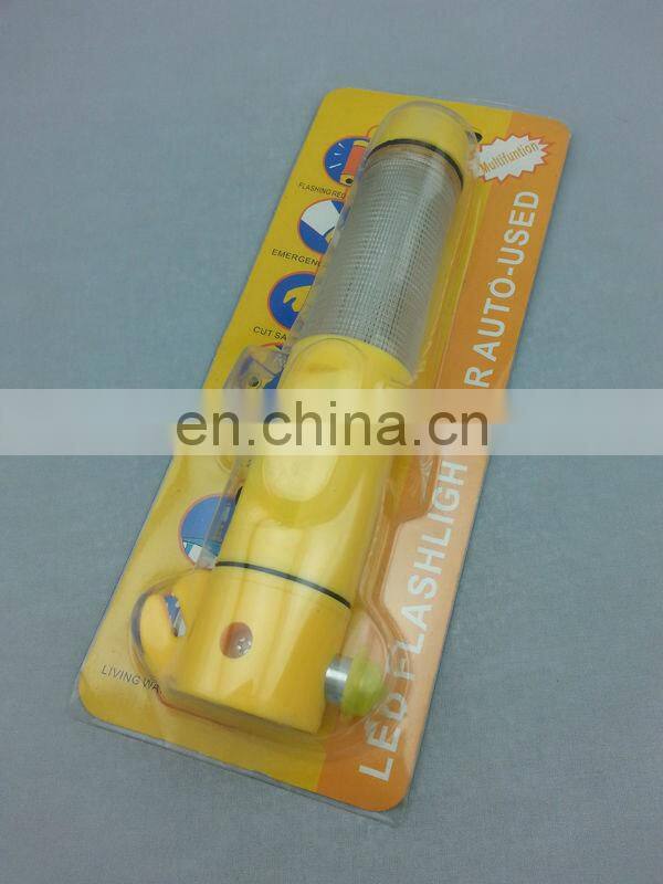 Multifunction Escape tool Led flashlight, rescue hammer, emergency hammer and seat belt reamer for car emergency