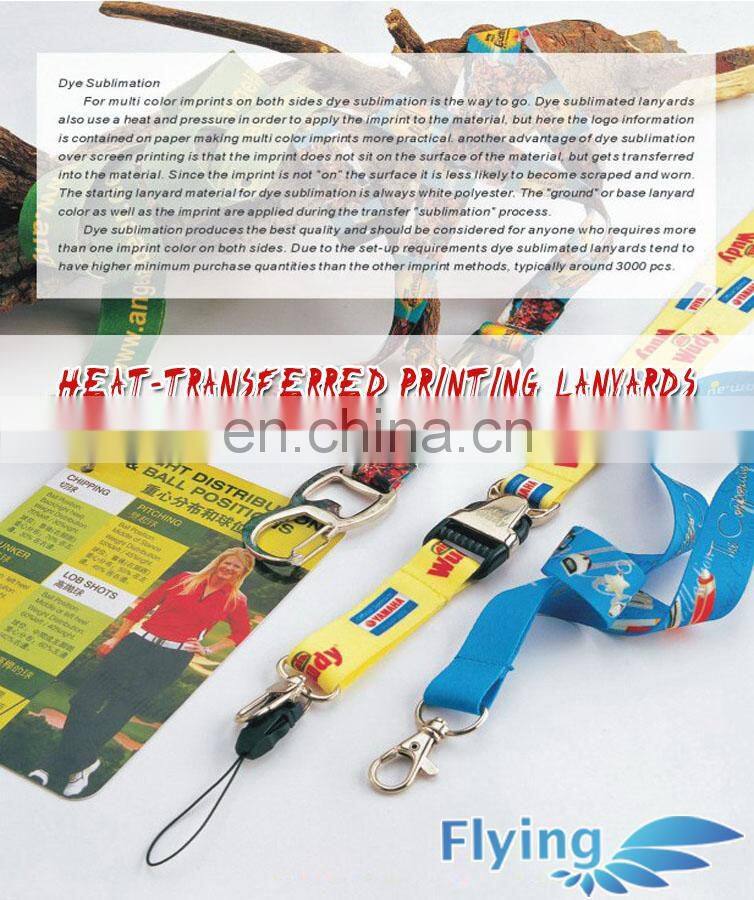 2017 polyester lanyards for sale lanyard heat transfer printed lanyards with thumb hook and buckle realese