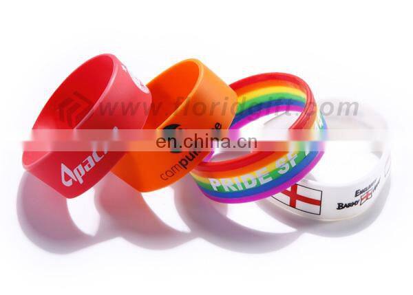 High quality custom logo printed 12mm silicone wirst band on sale