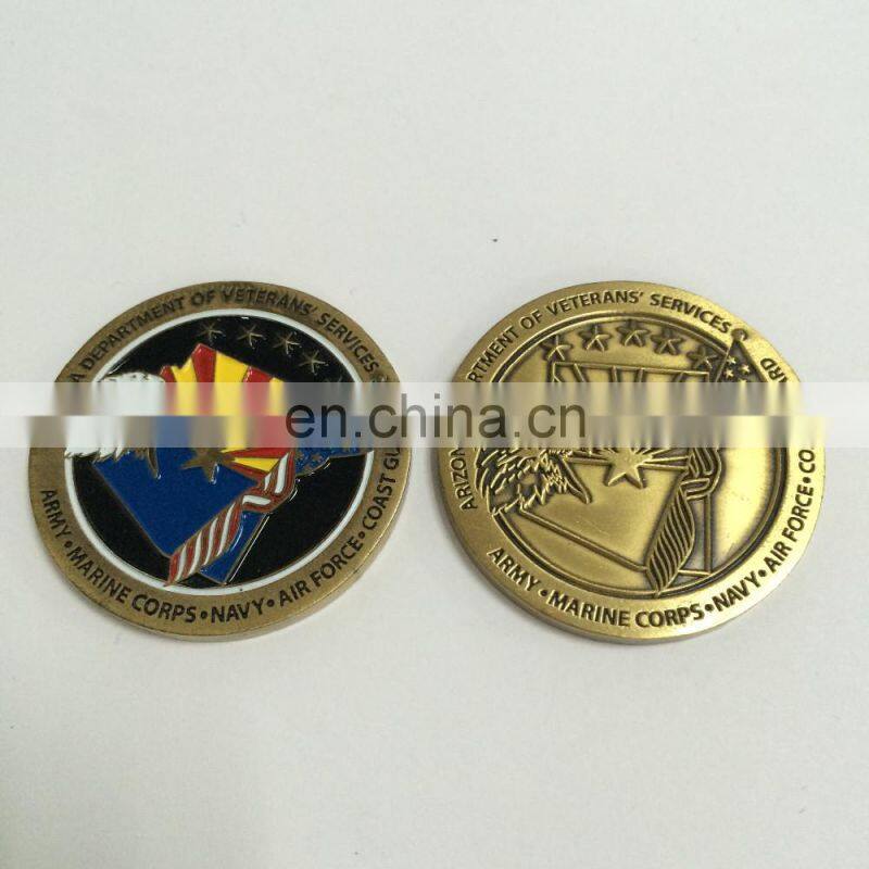 custom challenge coin and gold coin embossed with figures and animal or letter as souvenir coin