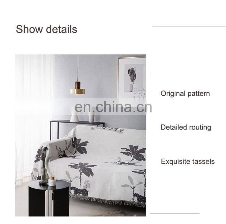 RAWHOUSE China wholesale throw blanket Yarn Dyed leopard double side woven throws tassels cover sofa home decor