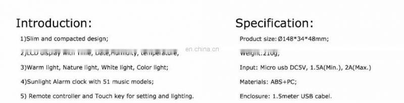 Remote control USB sunlight Wake Up FM Radio And Snooze Function Smart LED Alarm Desk & Table Clocks