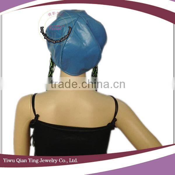 blue fashion braid hats with hair attached