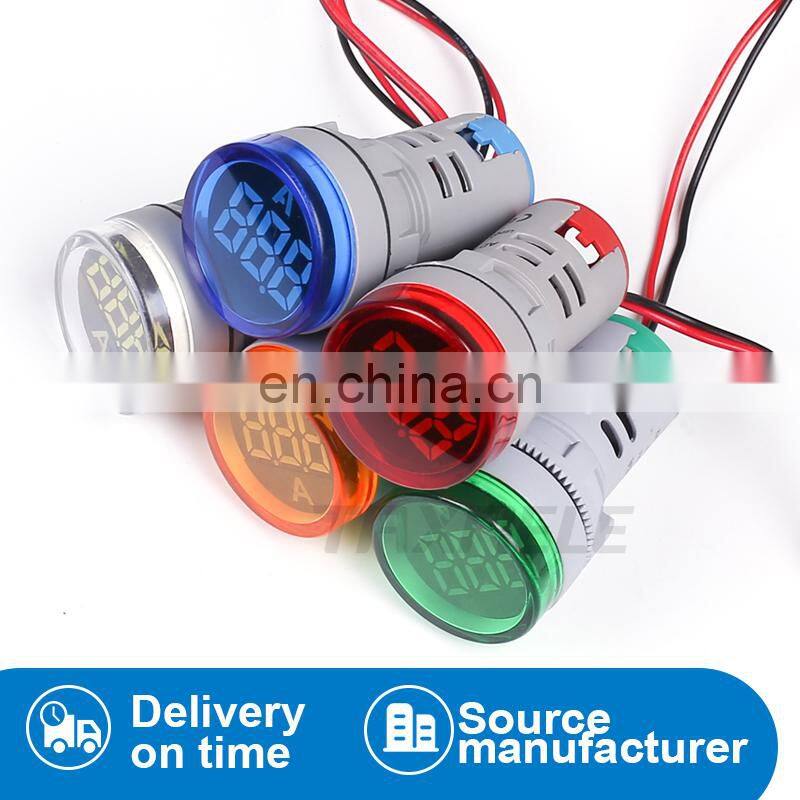 22mm Ampermeter AC220V 100A Digital Display Monitor Current Indicator Signal Light Ammeter Tester Measuring Ampere Meter