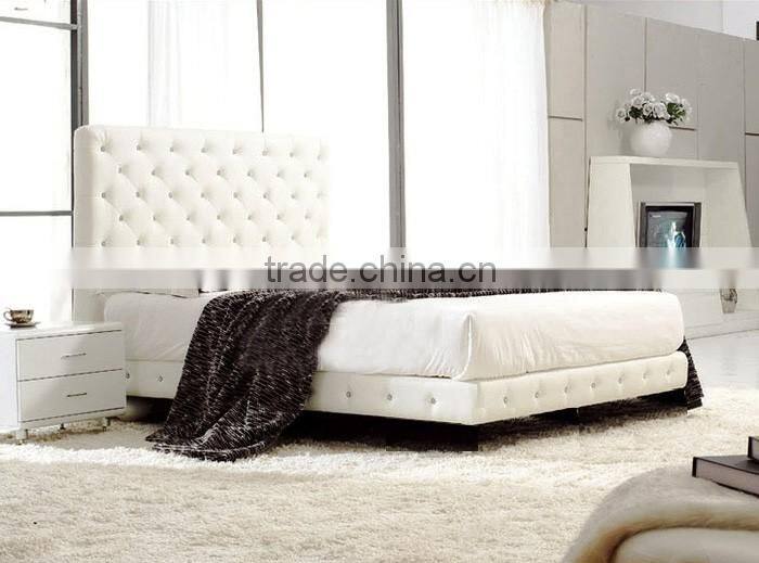 2016 new Bedroom furniture wall bed,chinese furniture,white leather diamond bed for Christmas promotion
