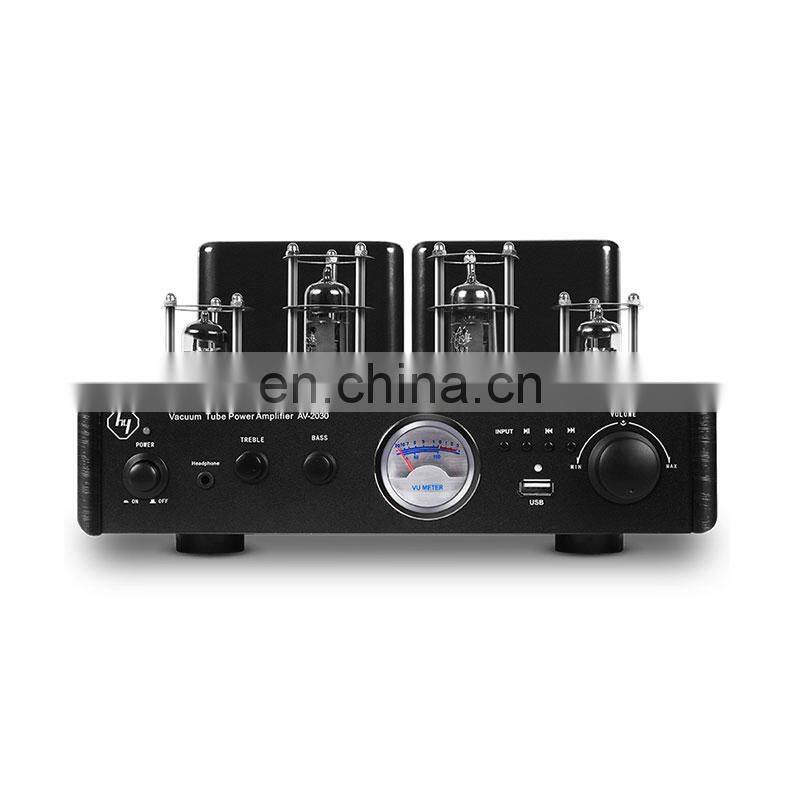 AV-2030 Black/Gold 30Wx2 Headphone Amplifier Vacuum Tube Power Amplifier with DAC VU Meter Fits Home Speakers