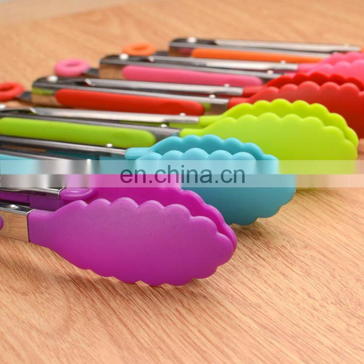 8 inch Silicone Food Tong Stainless Steel Kitchen Tongs Silicone Cooking Clip Clamp BBQ Tools Grill Kitchen Accessories