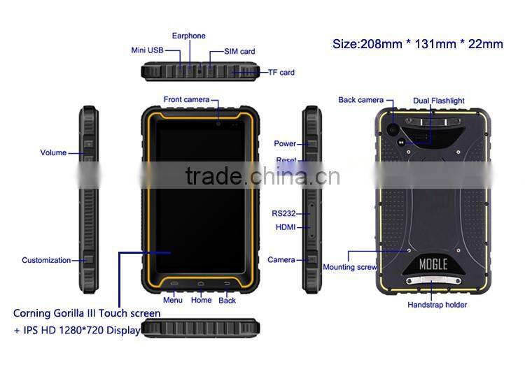 MOGLE 7 quad core android 4.4.2 AGPS/EPO/GLONASS built in rugged tablet pc OGS screen rugged tablet
