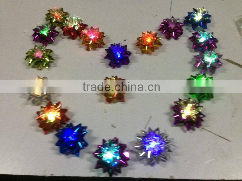 2014 HOT Sale! Festive Patry Decoration Star Ribbon Bow with LED Light for holiday decoration