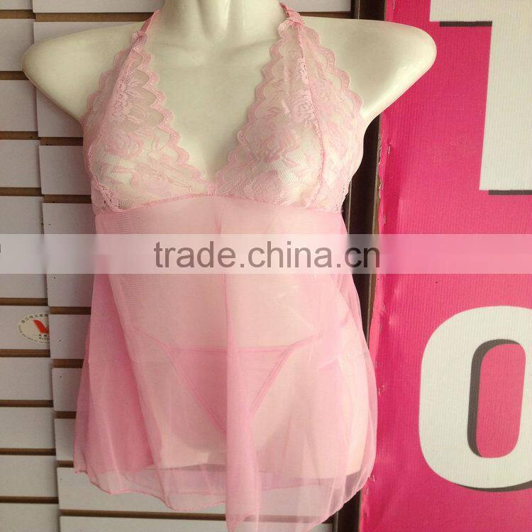 1.23USD Sexy Yough Ladies Transparent Appeal Sleepwear/Pyjamas Set With G-string (qqsy011)