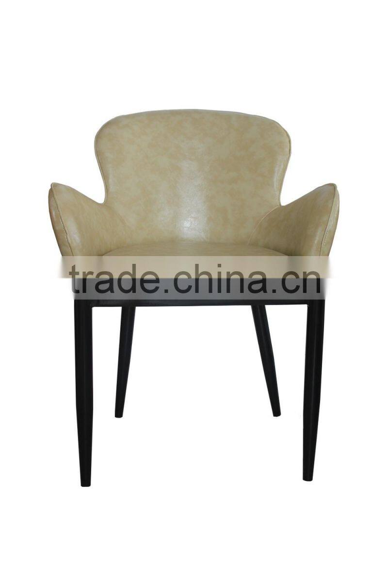 Wood imitation modern leather dining chairs designs with arm