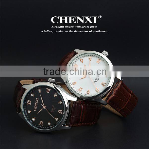 Chenxi Branding Diamond Design Leather Wristwatch Men 2016