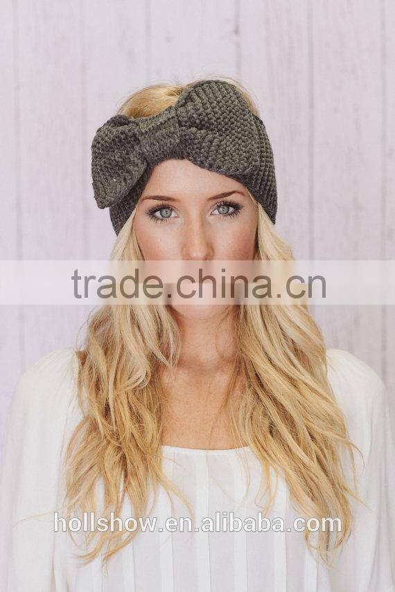 Fashion Cute Bowknot Flower Plain Knitting Lady Women Headband