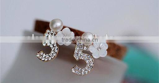 Numbers Earrings White Fresh Water Pearl Earring Flower Shape Earring