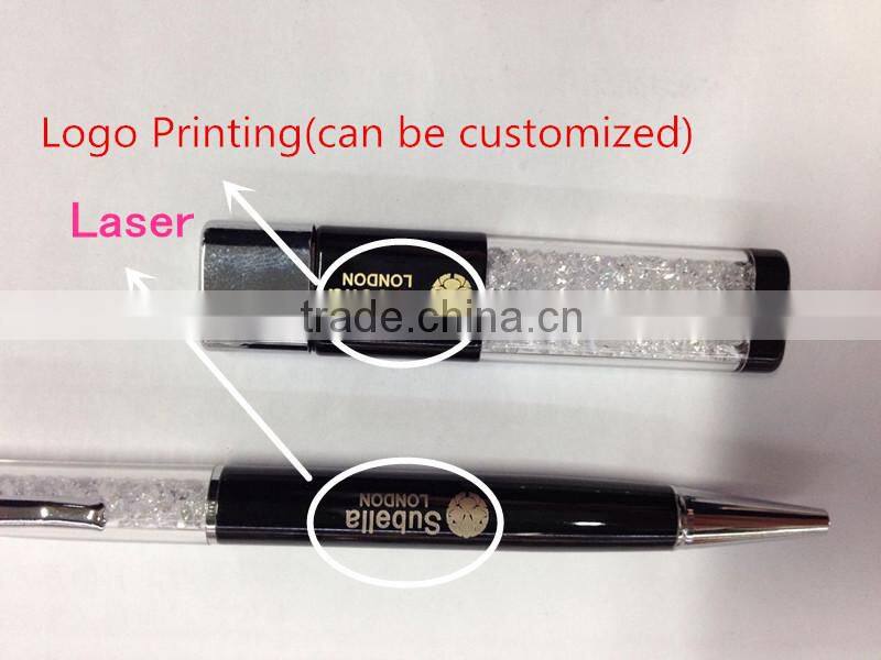 colorful crystal ball pen and crystal usb flash drive gift set