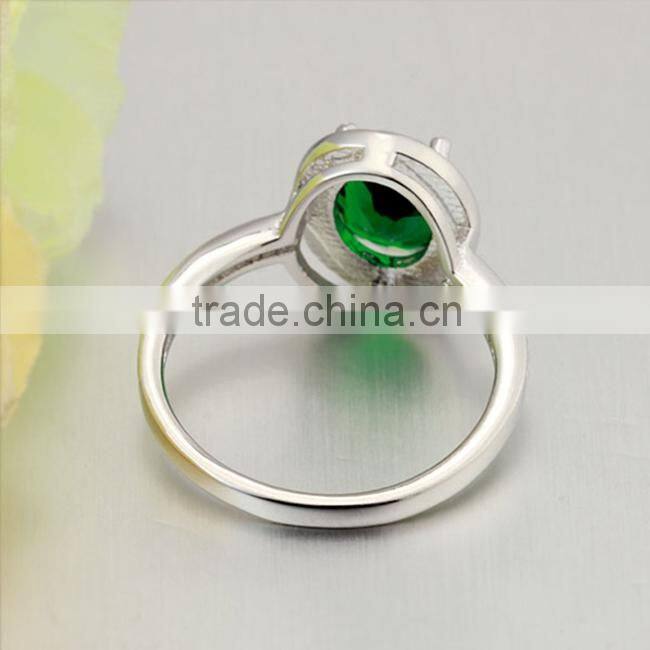 Latest Design Oval Green Cubic Zirconia Stone Inlay Copper Alloy Rings