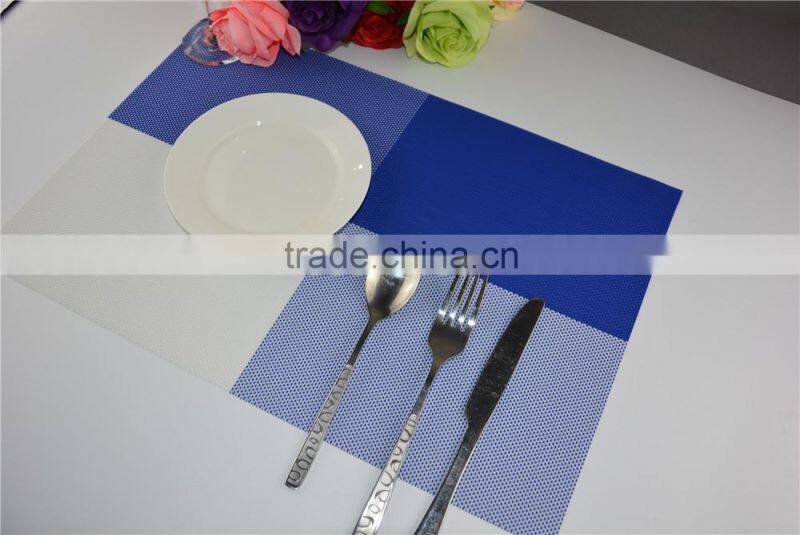 Newest PVC blue grid Placemat fashion pvc dining tab0le mat disc pads bowl plates coasters waterproof table cloth pad